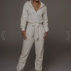 Juluxlabel white journee fleece jumpsuit